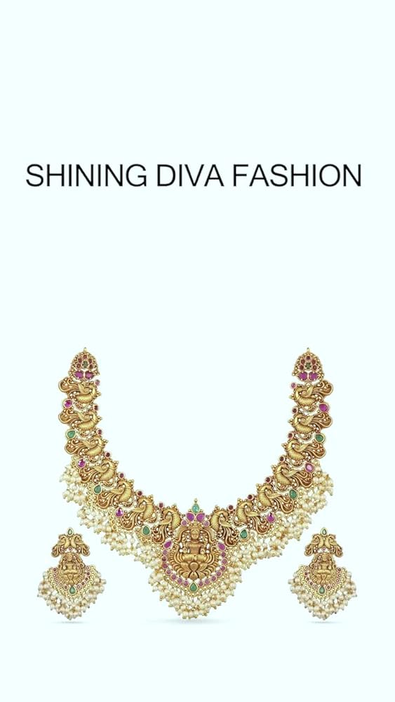 Shining Diva Pearl Choker Traditional Jewellery Set for Women - Image 3
