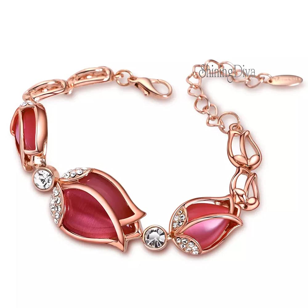 Shining Diva Rose Gold Austrian Crystal Bracelet for Women