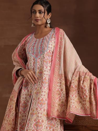 Libas Womens Printed Cotton A-Line Kurta With Palazzos and Dupatta - Authentic Libas Clothing | UrbanThreads - Image 4