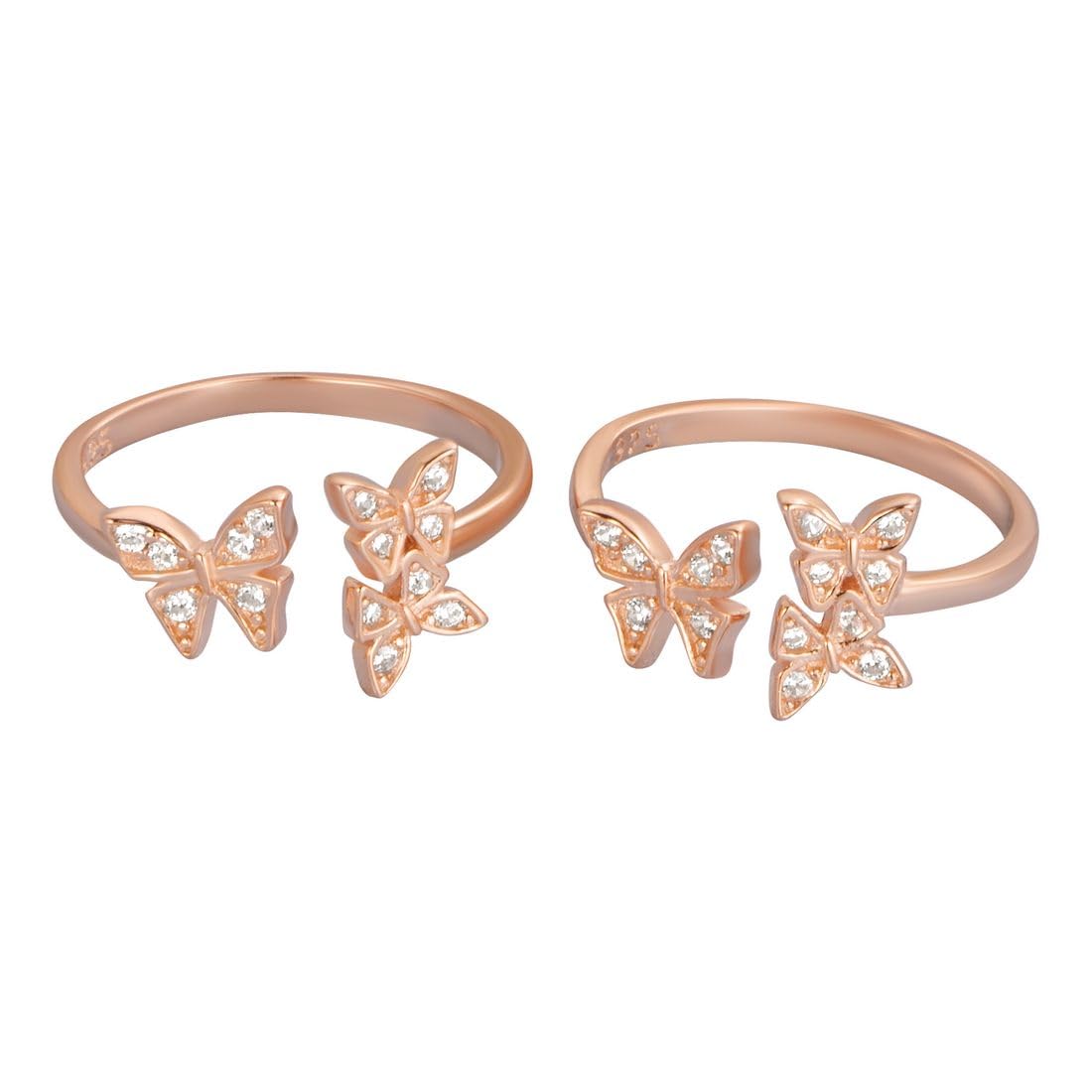 ZAVYA 925 Sterling Silver Rosegold Plated Toe Ring for Women