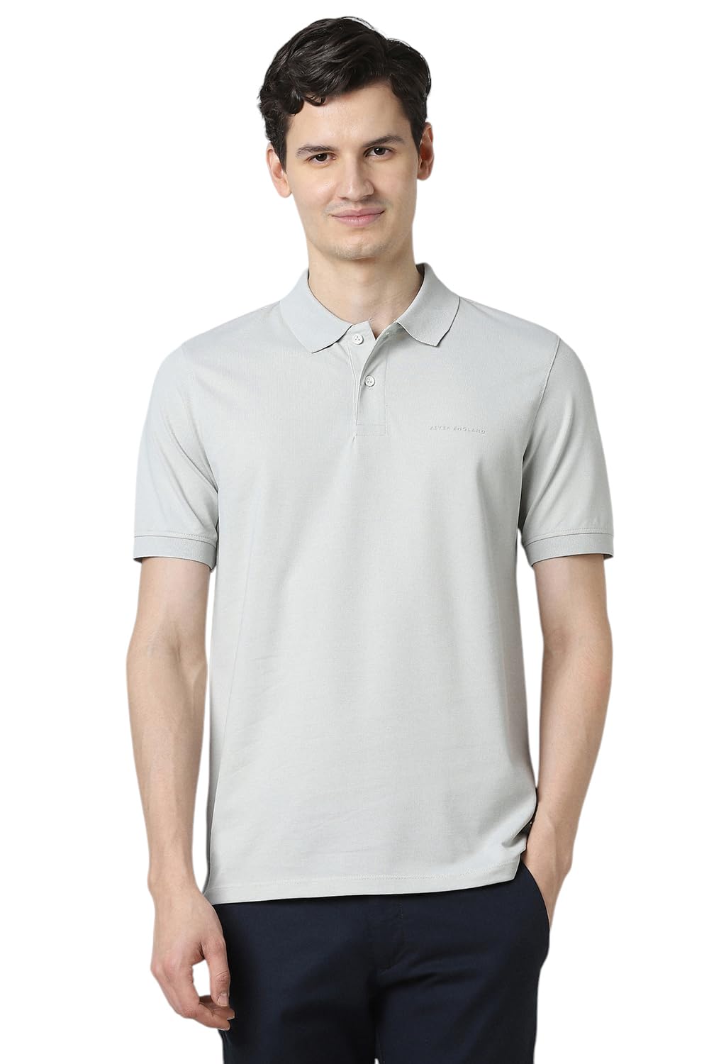 Peter England Men's Cotton Solid Geometric Print T-Shirt