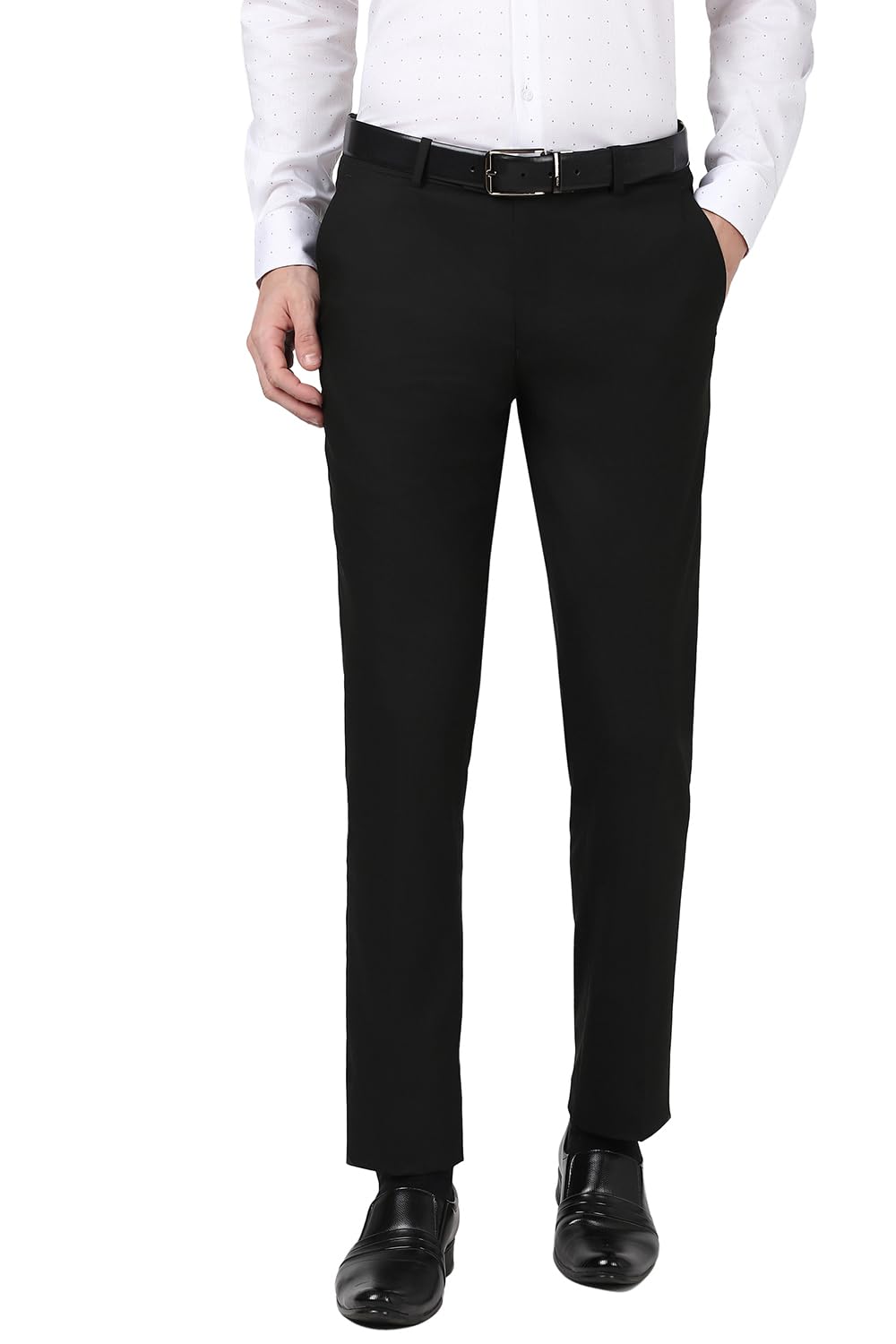 Peter England Men Mid Rise Slim Fit Flat Front Trouser