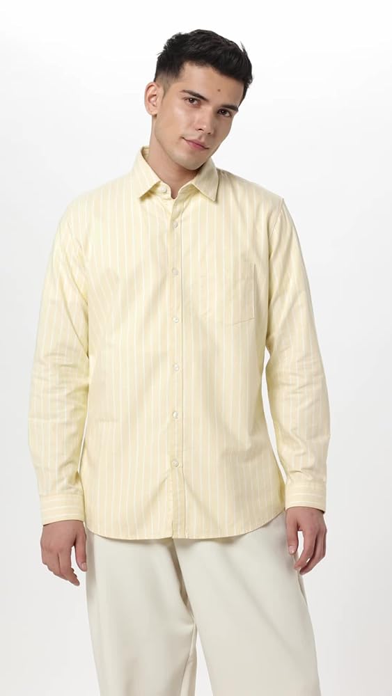 Van Heusen Men Cotton Modern Fit Casual Oxford Stripes Shirt - Image 3