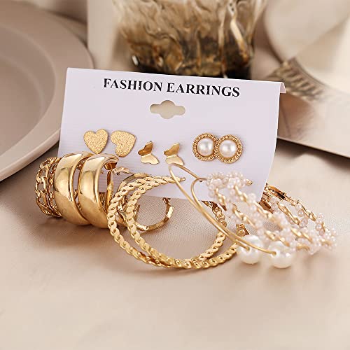 Urban Threads Gold Earring Set 9 Pairs for Women - Image 5
