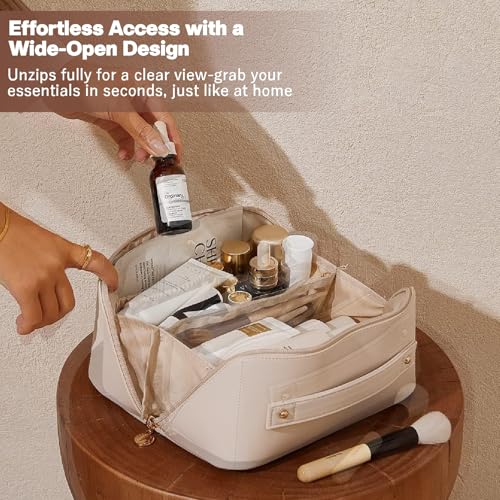 JD FRESH Leather Makeup Organizer Bag Large Capacity - Image 5