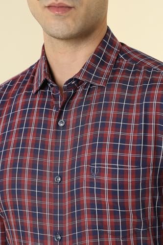 Allen Solly Men Cotton Classic Fit Small Checks Casual Shirt - Image 5