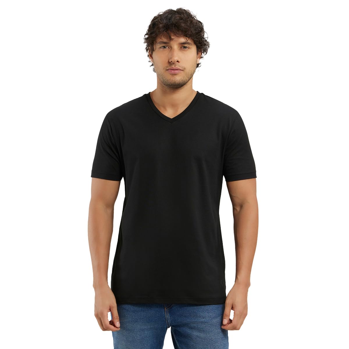 Jockey Men's Solid V Neck Half Sleeve T-Shirt
