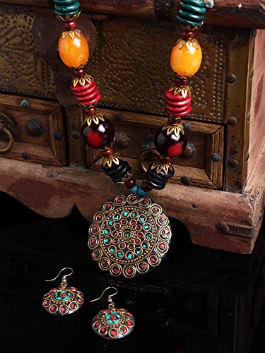 Shining Diva Traditional Tibetan Pendant Necklace Set for Women - Image 5