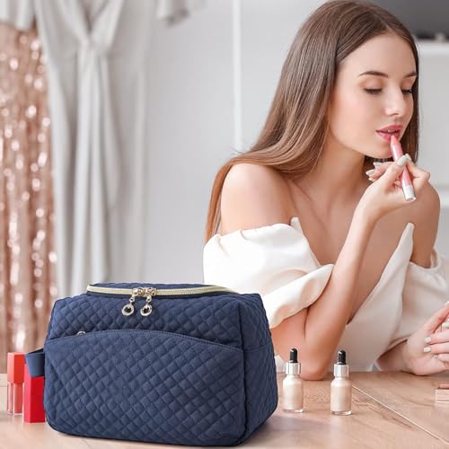 Lyrovo Makeup Pouch Bag Quilted Toiletry Organizer - Image 3