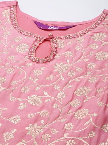 Libas Womens Woven Design Silk Blend Straight Kurta With Palazzos and Dupatta - Authentic Libas Clothing | UrbanThreads - Image 5