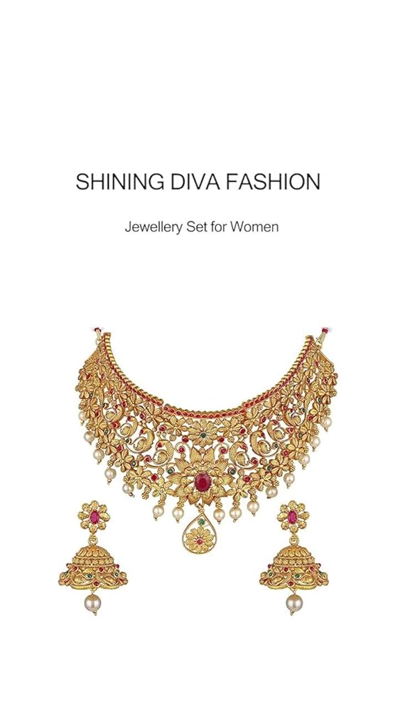 Shining Diva Pearl Choker Traditional Temple Necklace - Image 3