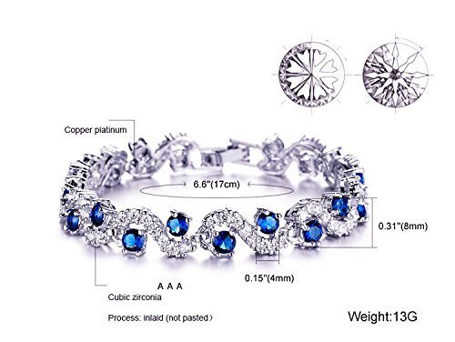 Shining Diva Royal Blue Crystal CZ Silver Plated Bracelet - Image 4