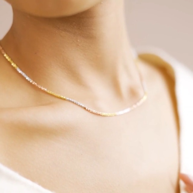 ZAVYA 925 Sterling Silver Twisted Accent Rhodium, Rose Gold &Gold Plated Chain Necklace|Gift for Wom - Authentic ZAVYA Accessories | UrbanThreads - Image 3