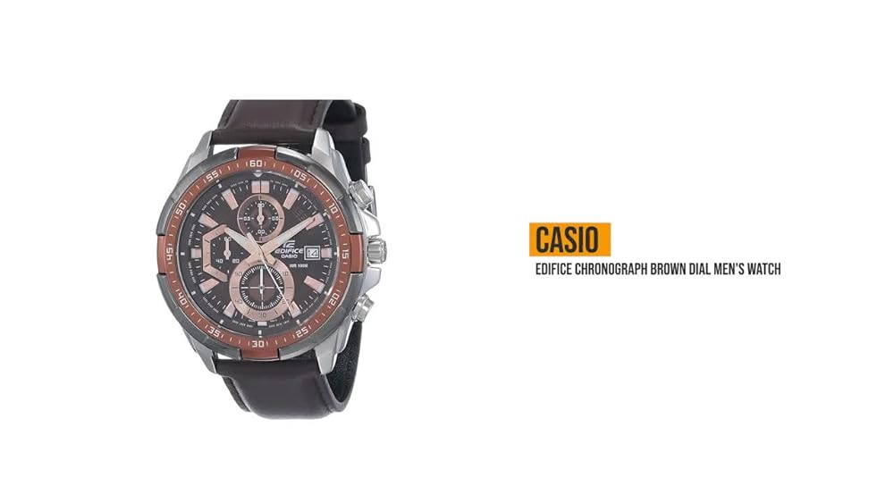 Casio Edifice Brown Leather Chronograph Watch - Image 3