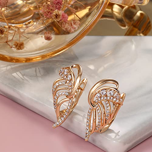 Shining Diva 18k Rose Gold Plated Copper Zircon Earrings Women - Image 5