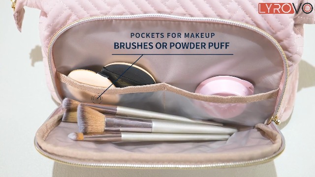 Lyrovo Polyester Travel Makeup Bag Large Organizer Pouch - Image 3