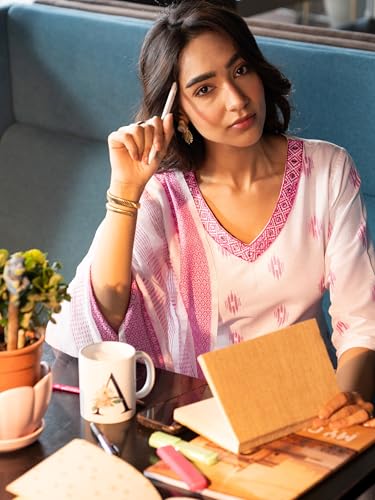 Libas Womens Woven Design Cotton Blend Straight Kurta With Salwar and Dupatta - Authentic Libas Clothing | UrbanThreads - Image 4