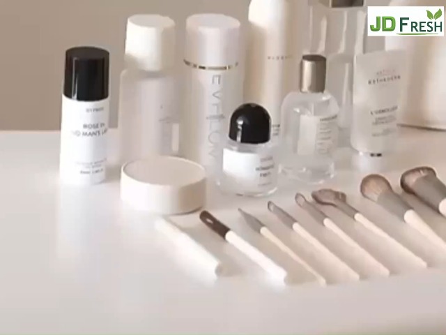 JD FRESH Leather Makeup Organizer Bag Large Capacity - Image 3