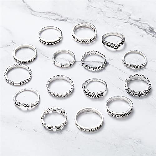 UrbanThreads Silver Midi Ring Set 15 Piece - Image 5