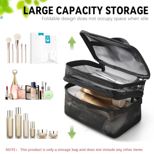 MAYCREATE Makeup Pouch Bag Travel Organizer Large Mesh - Image 5