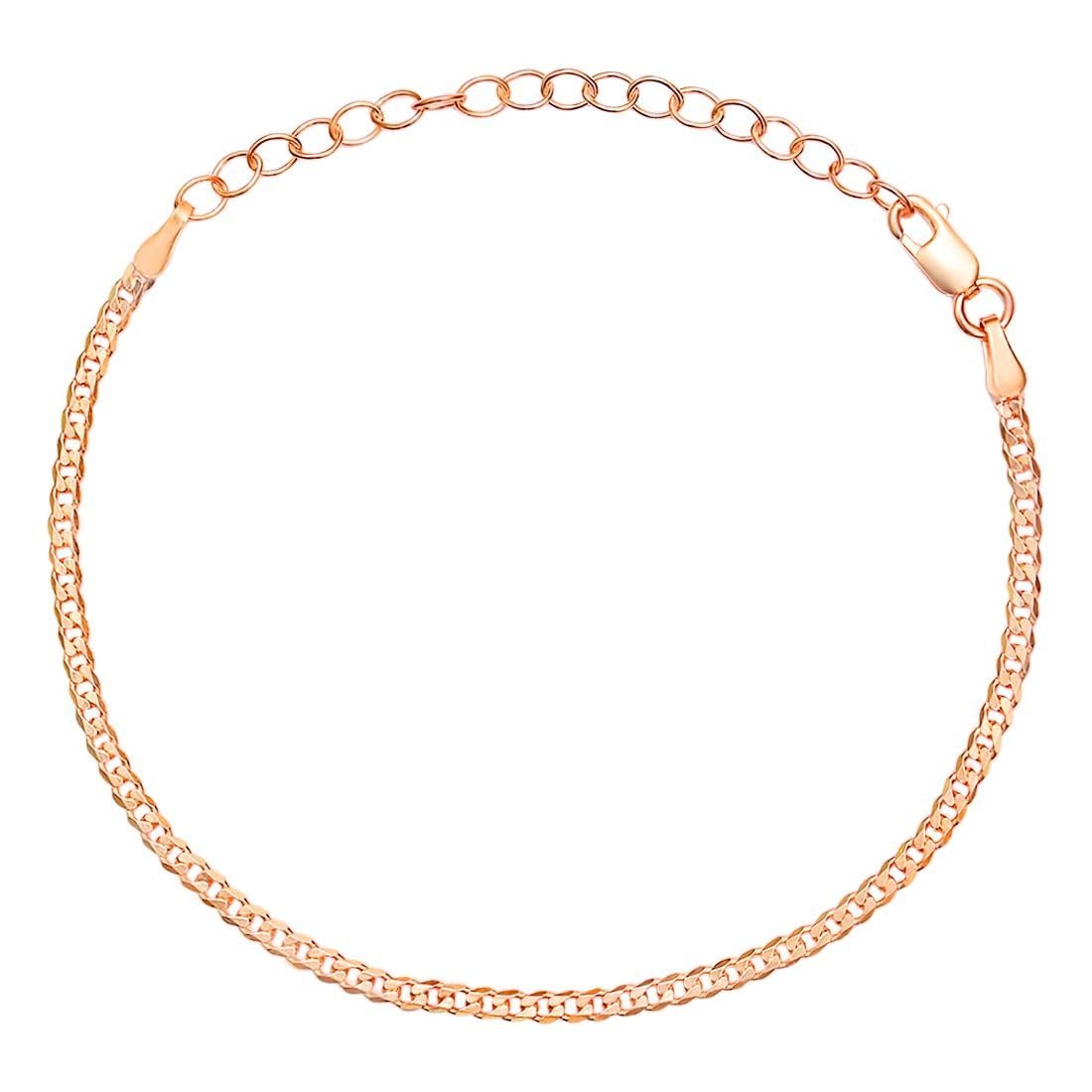 ZAVYA 925 Sterling Silver Rose Gold Plated Chain Bracelet