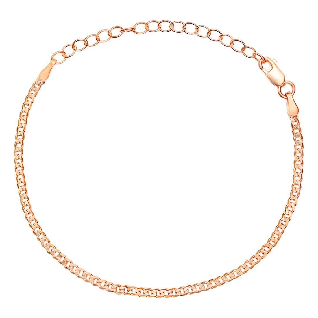 ZAVYA 925 Sterling Silver Rose Gold Plated Chain Bracelet