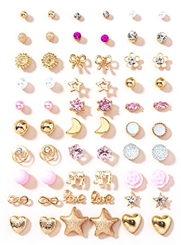 Shining Diva 30 Pairs Earrings Combo Set Crystal Pearl Women - Image 2