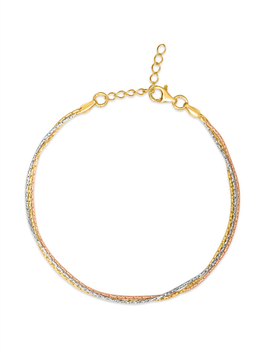 ZAVYA 925 Sterling Silver Modest Triple Tone Chain Bracelet (Single) | Gift for Women and Girls | Wi - Authentic ZAVYA Accessories | UrbanThreads