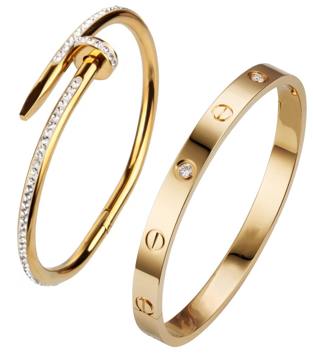 Urban Threads Gold Crystal Cuff Bracelet Set