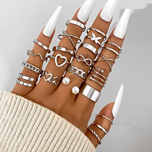 Shining Diva 44 pcs Gold and Silver Plated Rings for Women - Image 5