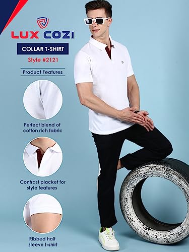 Lux Cozi Men's Cotton Regular Fit Polo T-Shirt - Image 4