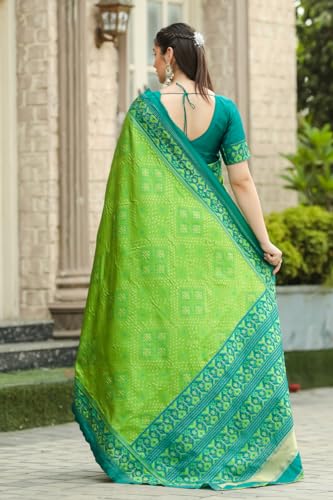 Leriya Fashion Women's Trendy Kanjivaram Soft Lichi Silk Saree With Blouse Piece (Green) - Authentic Leriya Clothing | UrbanThreads - Image 4