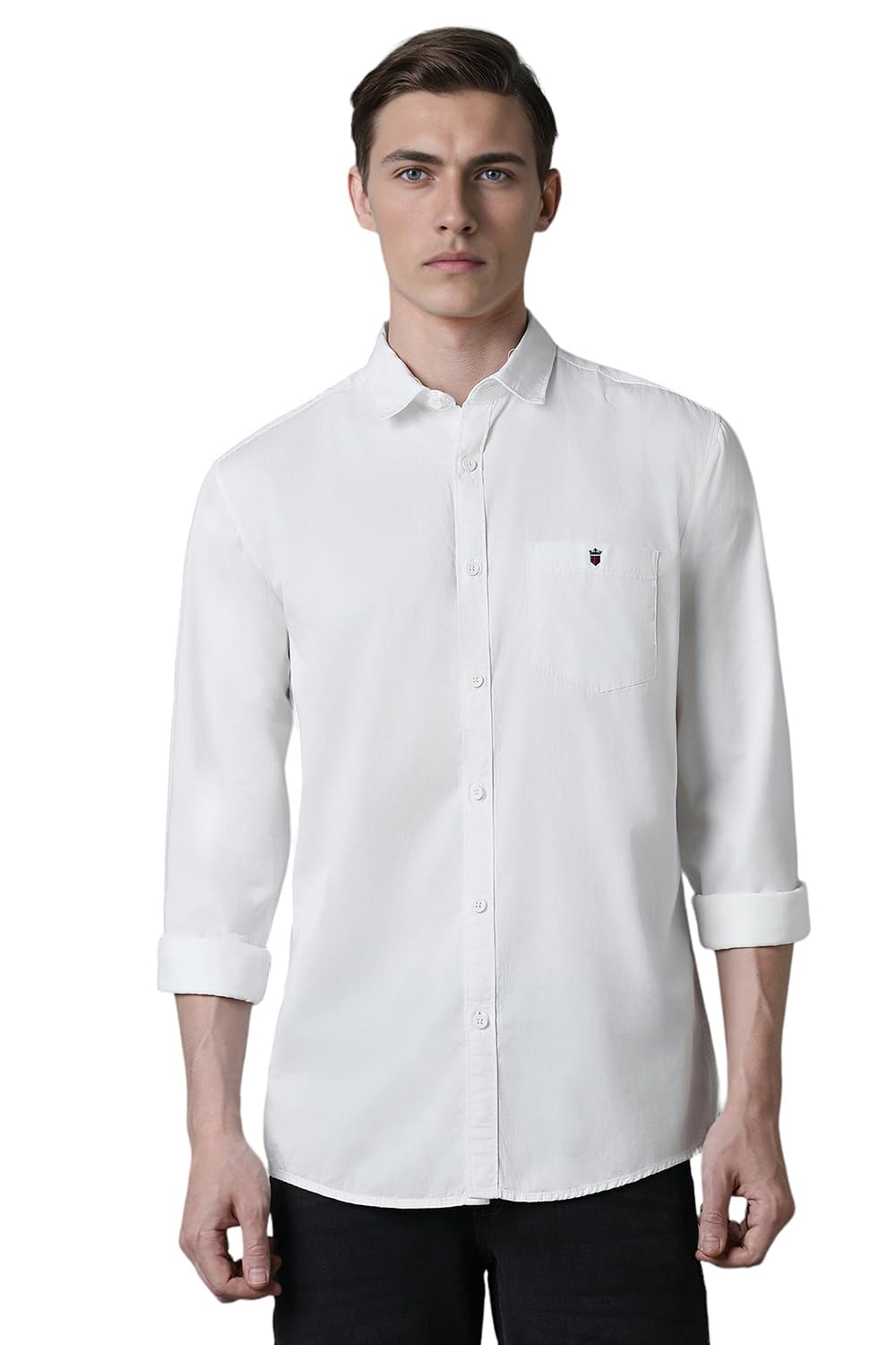 Louis Philippe Men's Over Dyed Solid Slim Fit Casual Shirt