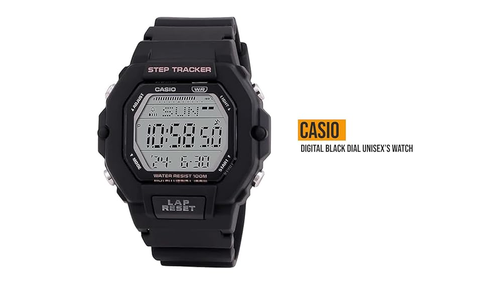Casio Digital Black Watch Step Tracker Lap Memory - Image 3