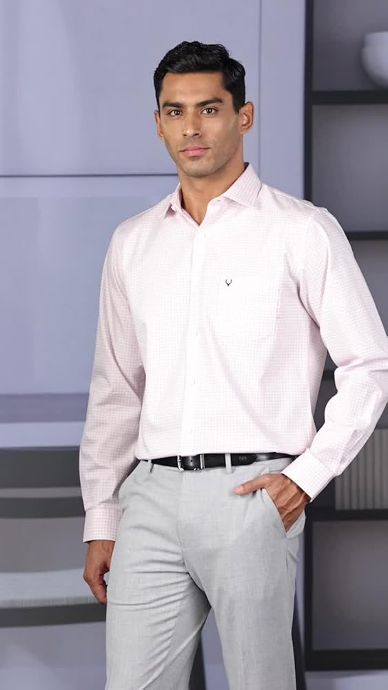 Allen Solly Men's Cotton Classic Fit Checkered Formal Shirt - Image 3