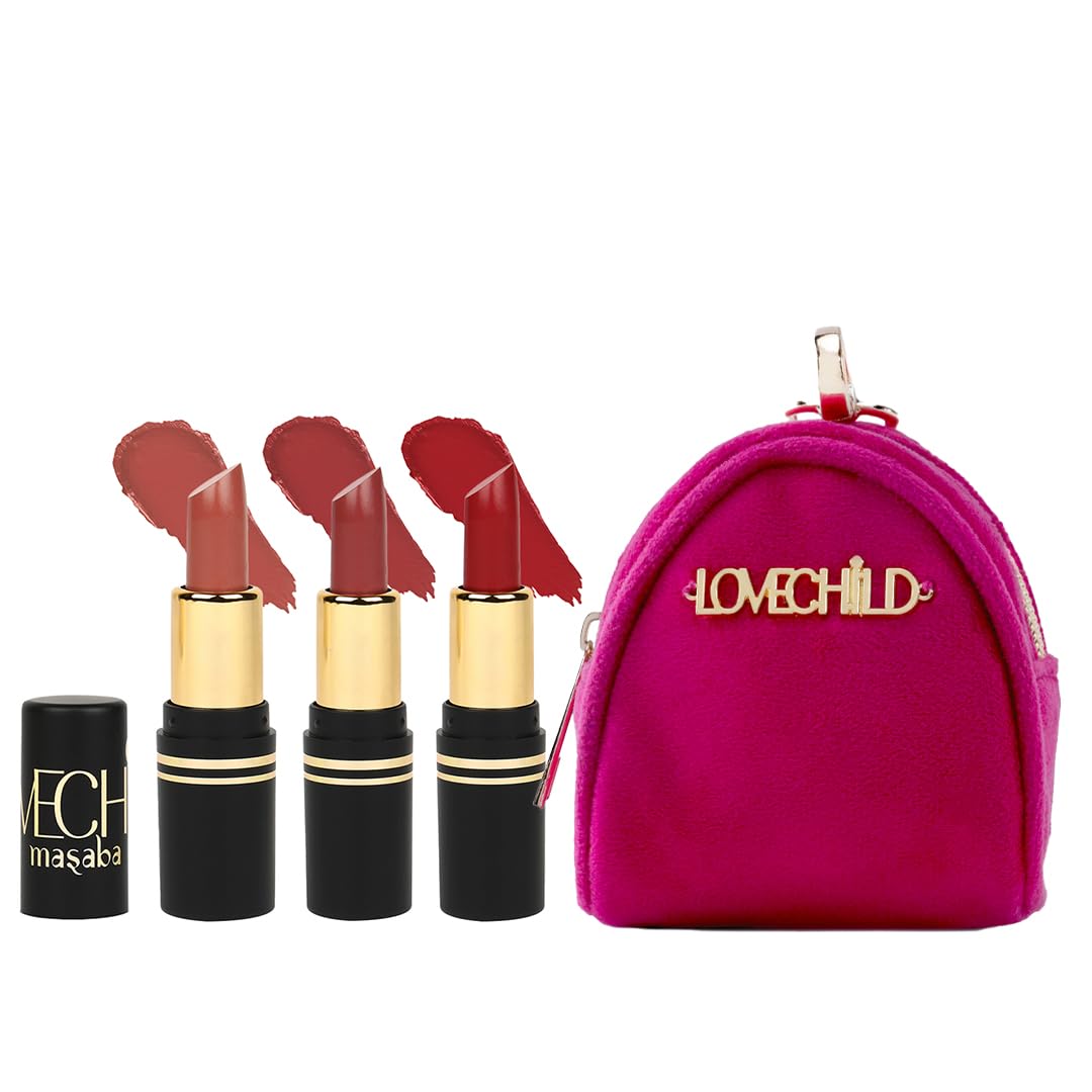 LoveChild Masaba Pocket Mini Lipsticks Set of 3 Hydrating Mat