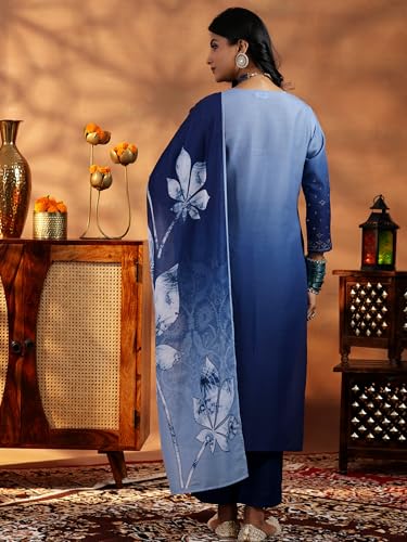 Libas Womens Embellished Muslin Straight Kurta With Trousers and Dupatta - Authentic Libas Clothing | UrbanThreads - Image 5
