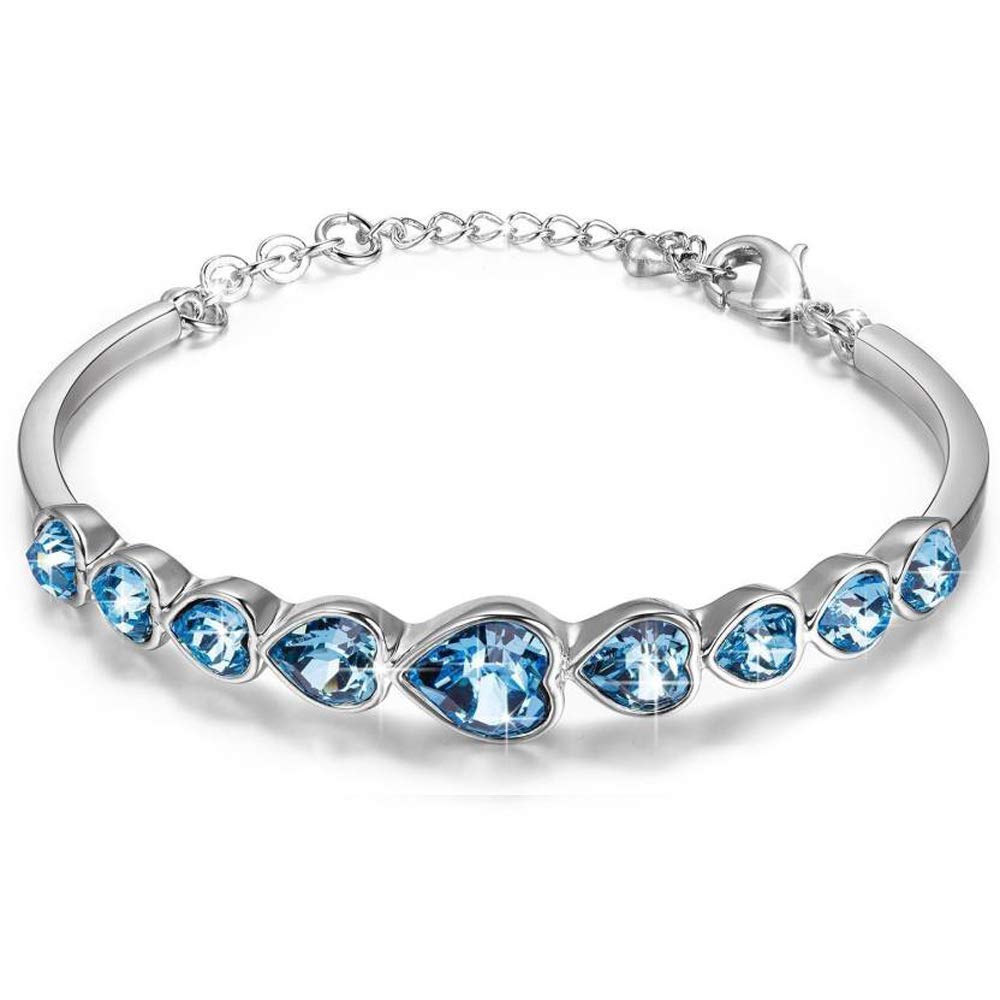 Shining Diva Silver Plated Blue Charm Austrian Crystal Bracelet