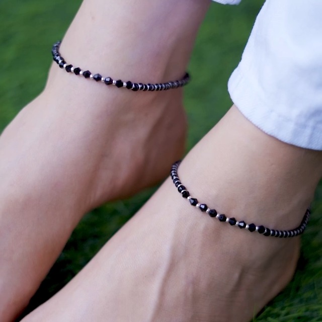 ZAVYA 925 Sterling Silver Designer Black Rhodium Plated Beaded Anklet (Single) | Gift for Women & Gi - Authentic ZAVYA Fashion | UrbanThreads - Image 3