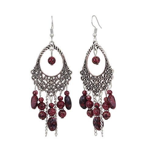 Shining Diva Bohemian Oxidized Silver Earrings for Women - Image 2