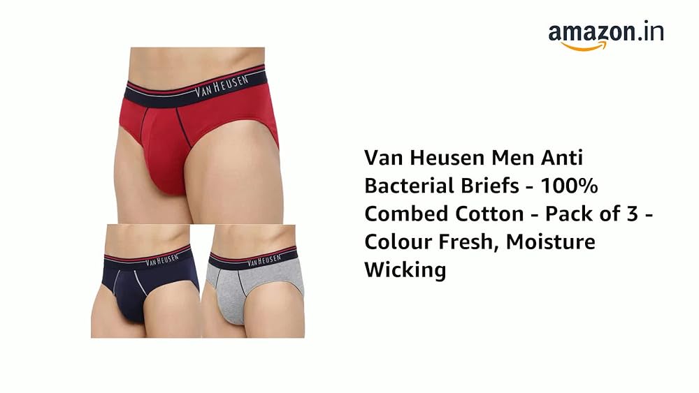 Van Heusen Men's Cotton Solid Anti Bacterial Brief Pack of 3 - Image 3