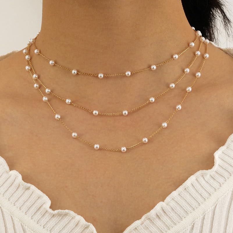 Shining Diva Set of 3 Pearl Chain Necklaces for Women - Image 3
