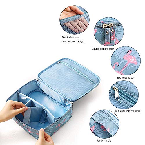 SKYFUN Nylon Portable Makeup Train Case Double Zipper Bag - Image 4