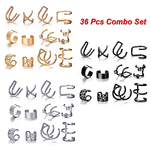 Shining Diva 36 Pcs Combo Clip On Ear Cuff Earrings - Image 4