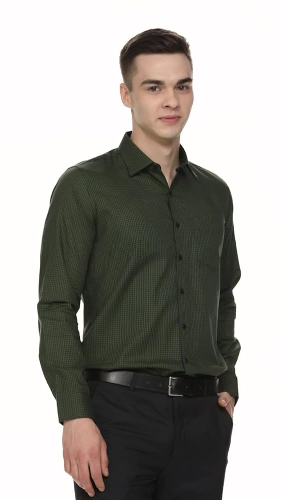 Van Heusen Men Formal Micro Checkered Shirt Full Sleeves Slim Fit - Image 3