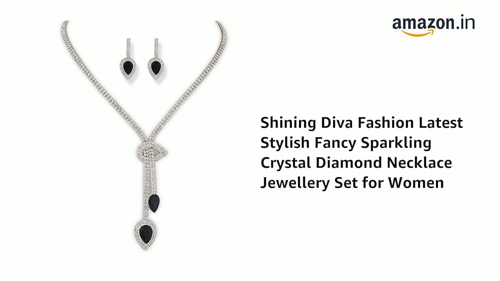 Shining Diva Crystal Diamond Necklace Jewellery Set for Women - Image 3