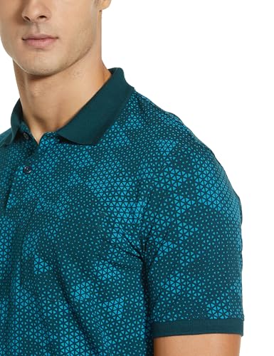 Peter England Men's Cotton Abstract Geometric Print Polo Shirt - Image 4