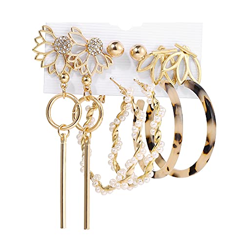 Shining Diva Metal Earrings 6 Pairs for Women and Girls - Image 2