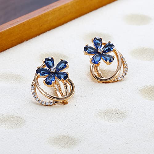 Shining Diva 18k Rose Gold Plated Blue Zircon Earrings for Women - Image 5