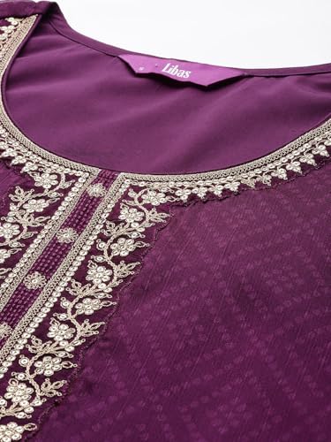 Libas Womens Printed Chiffon Straight Kurta With Trousers and Dupatta - Authentic Libas Clothing | UrbanThreads - Image 5